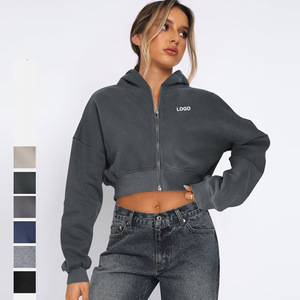 <span class=keywords><strong>Sudadera</strong></span> con capucha informal de gimnasio recortada con <span class=keywords><strong>cremallera</strong></span> Lisa para <span class=keywords><strong>mujer</strong></span>, <span class=keywords><strong>sudadera</strong></span> con capucha y <span class=keywords><strong>cremallera</strong></span> en el hombro, venta al por mayor - Product Image 1