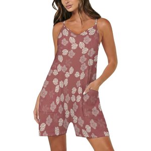 <span class=keywords><strong>Tuta</strong></span> corta con spalline sottili, scollo a V, stampa <span class=keywords><strong>floreale</strong></span> tropicale, con tasche, casual, per vacanze al mare, <span class=keywords><strong>tuta</strong></span> intera. - Product Image 1