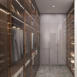 Luxury Custom Bedroom Solid Wood Modern Closet Bedroom Wardrobe Cabinet Custom Walk In Closet With Dresser Table