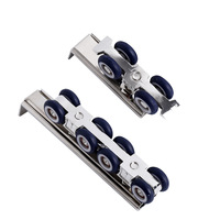 Quincaillerie universelle pour portes coulissantes doubles en acier inoxydable épais, capacité de charge 120 kg, roulettes modernes durables à fermeture douce pour salle de bain