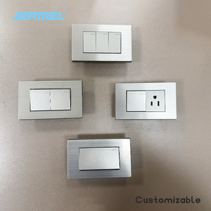 Norme sud-américaine 2 gangs 1 voie 2 voies interrupteur à bouton-poussoir électrique plaque en acier inoxydable prise murale 1 prises 16A - Product Image 5