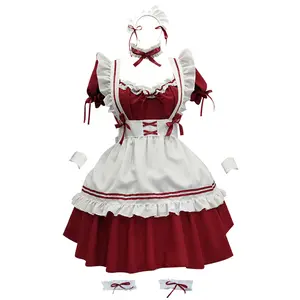 Femme Noir Sexy Chinois Cosplay Lolita Maid Costumes Serveuse Maid Halloween Femme Robe Amine Cosplay Costume