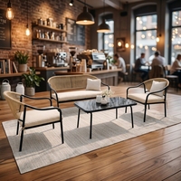 Conjunto de Muebles de Jardín de Ratán con Tela, Diseño de Sofá para Balcón, Patio y Jardín, Ideal para Hoteles