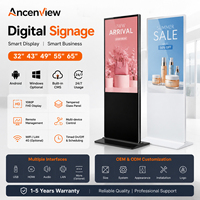 Pantalla LCD de Alta Definición para Marketing Digital, de Pie, para Interiores, 65 Pulgadas, 4K, Vertical, Reproductor de Video Publicitario y Animaciones, OEM