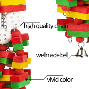 Jouets colorés en bois pour oiseaux, jouets à mâcher pour animaux de compagnie, balançoires pour oiseaux et perroquets - Product Image 3