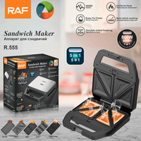 Machine à gaufres et sandwichs électrique RAF 5-en-1 double face en plastique, pratique pour un usage domestique
