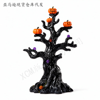 Artisanat en résine - Décoration d'Halloween (Arbre citrouille/Fantôme/Chat sorcière) Statue personnalisée Figurine Décoration de fête à la maison Ornement effrayant