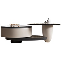 Ensemble de meuble TV et table basse ronde en bois massif moderne YOUTAI pour salon
