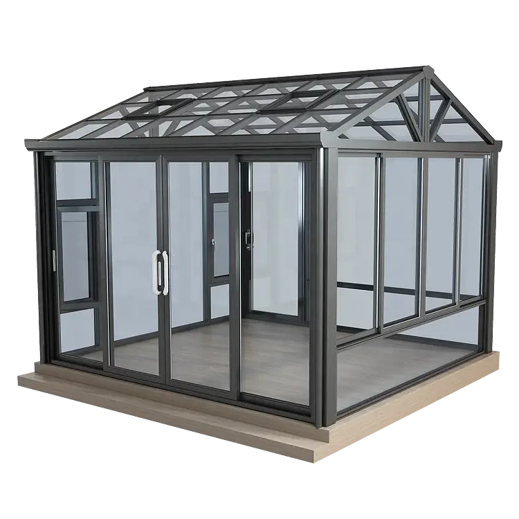 Hot sale Insulate heat double glazed aluminum sunroom patio balcony Aluminium Glasshouse