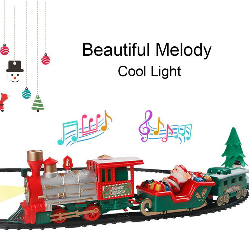 22 peças trem clássico de natal, crianças, pista pequena, brinquedo, luz elétrica, música, natal, brinquedo, trem