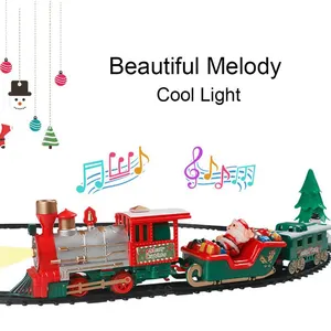 22PCS Natal Kereta Klasik Set Anak Jalur Kecil Mainan Lampu Listrik Musik Natal Elektronik Mainan Kereta Api