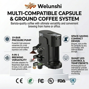 WLS-1702 Cafetera Espresso Profesional en Oferta, Estación de Café Multifunción 4 en 1 Compacta para Cápsulas y Café Molido - Product Image 1