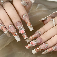 Nouveaux embellissements pour ongles en résine acrylique Ying Meng, motifs pétales de fleurs, nœuds et strass à bordure décorée style bonbon