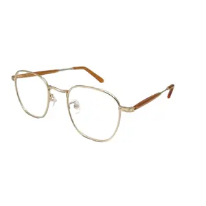 Óculos de metal quadrado, óculos de leitura com óleo de banho de duas cores, óculos ópticos de alta qualidade com fundição prensada, bloqueio de luz azul