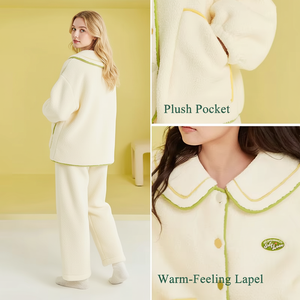 Nuovo <span class=keywords><strong>Pigiama</strong></span> <span class=keywords><strong>Oversize</strong></span> in Pile Termico Caldo con Logo Personalizzato e Motivo a Quadri per <span class=keywords><strong>Donna</strong></span>, Autunno e Inverno - Product Image 4