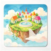 Tapis de table de mahjong américain à motif de château, avec support en caoutchouc antidérapant, surface en tissu doux, résistant à l'eau, durable et pliable
