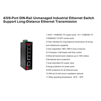 Switch Industri Gigabit Tanpa Manajemen yang Dipasang di Rel DIN, 2 Port Optik 4 Port Elektrik, Peralatan Jaringan Hibrida untuk Pemantauan