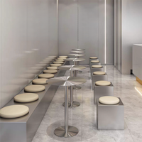 Table de bar ronde en acier inoxydable durable, design minimaliste, hôtel, café, restaurant, écologique