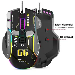 2024 nuevo ratón de juego profesional macroprogramable 12800 DPI 10D ratón de juego con cable RGB ratón ergonómico para Gamer