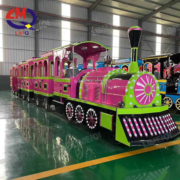 Luna parkı trenler ekipmanları elektrikli mini izsiz tren set tipi hayalet tren
