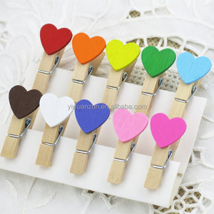 Clips de madera de amor de corazón de 35mm, clavija de papel fotográfico, pasatiempos DIY, manualidades para niños, Clips artesanales para pared de fotos - Product Image 1