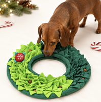 Jouet interactif MoMo Paw en feutre de luxe pour l'engraissemnt lent, avec ventouse antidérapante, pour le renifleur et la poursuite des friandises, en forme de fleur de Noël, pour l'enrichissement des animaux de compagnie