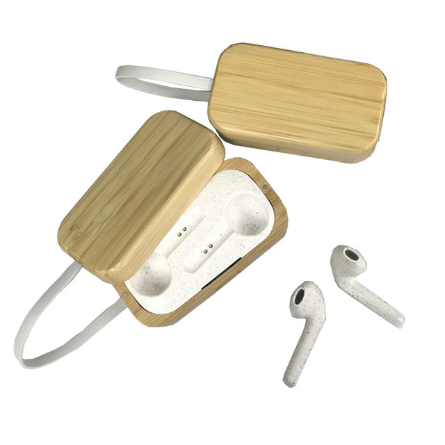 Type-C Bass Enhancement Fast Charging Eco-Friendly Wheat Straw Bamboo Wood Wireless Earbuds
