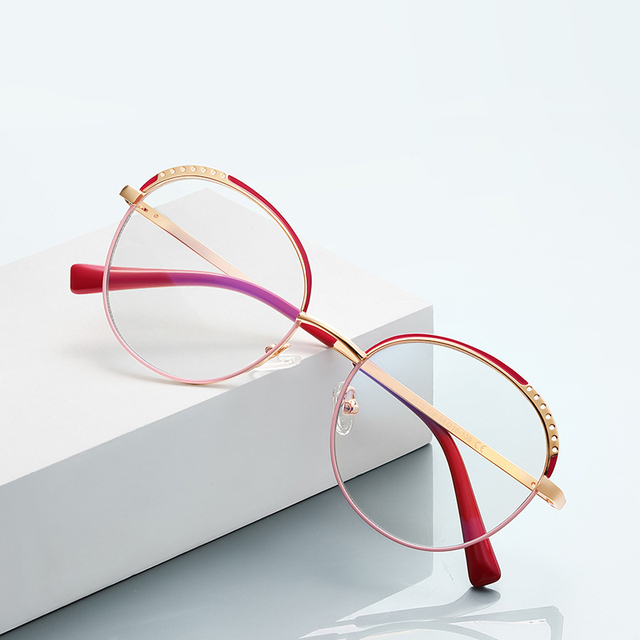 Twooo 3115 Custom Glasses Round Metal Frame Blue Light Ray Reading Eyeglasses Frame