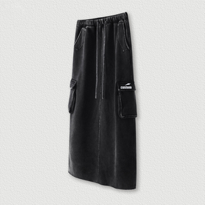 Set Personalizzato Autunno Inverno con Gonna e Felpa con Cappuccio per Donne, Felpa Vintage con Zip Intera e Gonna Lunga in Pile - Product Image 5