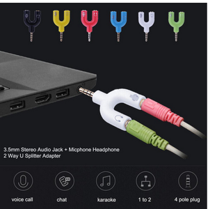 Auriculares de 3,5mm Doble Adaptador Jack U Tipo de convertidor de enchufe estéreo divisor de auriculares <span class=keywords><strong>para</strong></span> <span class=keywords><strong>PC</strong></span>/<span class=keywords><strong>MP3</strong></span> inteligente reproductor de Audio cables - Product Image 4