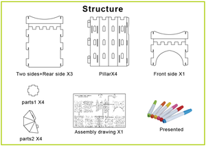 6 Colorful Pens Diy Paper Castle Toy 3D Puzzle Painting Art Cultivate Toy - Product Image 3