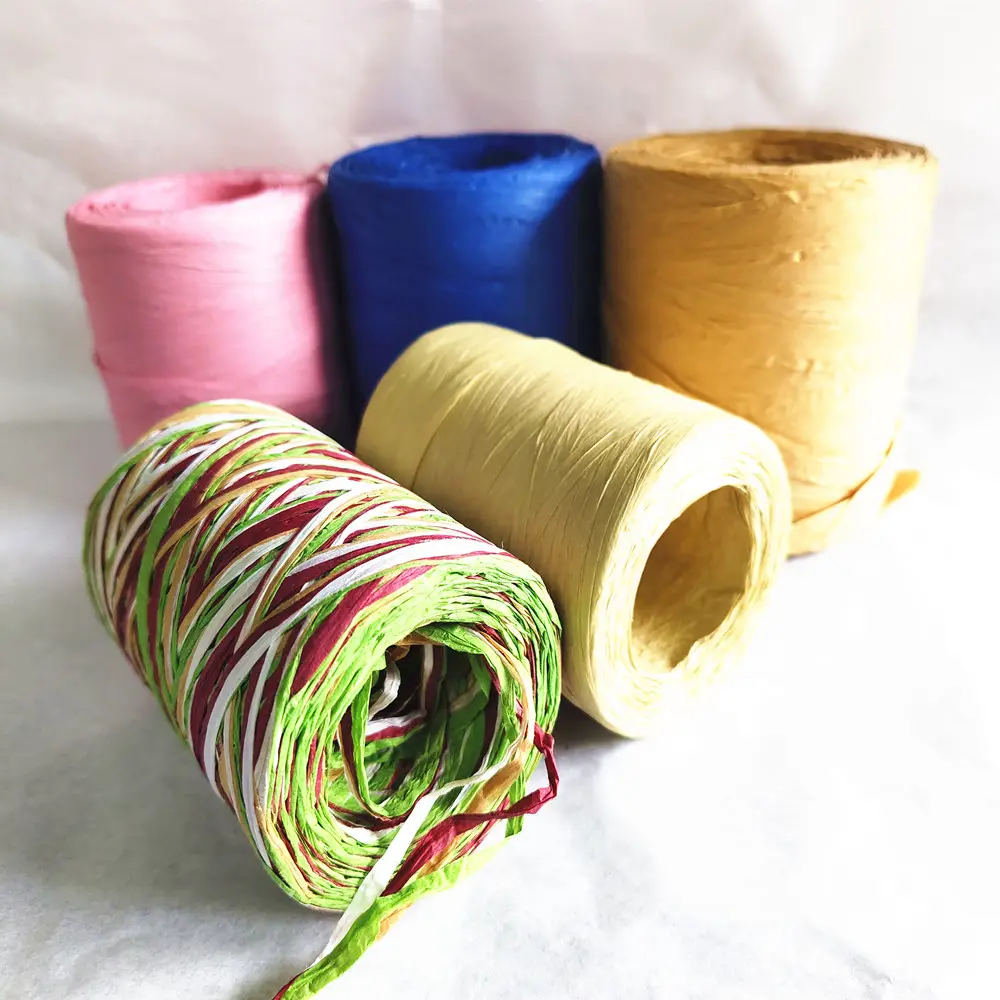 Ruban de raphia coloré 6 plis chaîne de papier ruban de raphia artisanat emballage papier ficelle pour emballage cadeau