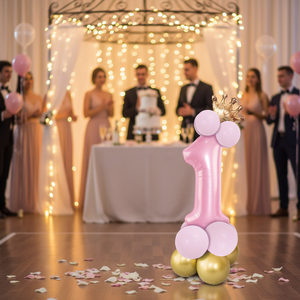 32 pollici rosa numero 1 a forma di corona di alluminio palloncini stampati decorazione di nozze per le celebrazioni - Product Image 3