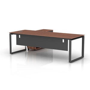 Contemporary Home Office Furniture-Modern L-Shape <b>Desk</b> with Steel Legs Wooden Panel and Laptop Computer <b>Table</b> - Product Image 1
