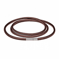 Cordon en cuir noir de 40-80 cm, 1-3 mm, cordon ciré, chaîne en dentelle avec fermoir rotatif en acier inoxydable pour colliers et bijoux DIY