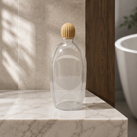 Bouteille vide en PET transparente et plate de 500 ml (16 oz) avec bouchon ananas pour savon liquide, lessive, ou huile corporelle