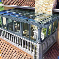 Cadre en aluminium Sunroom Glass House Tiny Garden Terrace Dome House Pare-soleil électrique pour villas 4 saisons Sunrooms