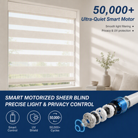 Tirai Zebra Poliester Daur Ulang Premium Bermotor dengan Alexa Cloud Dancer Putih untuk Dekorasi Kamar Tidur dan Ruang Belajar