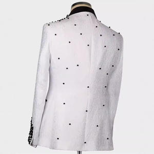 Vestido <span class=keywords><strong>de</strong></span> cóctel <span class=keywords><strong>de</strong></span> banquete <span class=keywords><strong>de</strong></span> negocios <span class=keywords><strong>de</strong></span> dos piezas <span class=keywords><strong>para</strong></span> <span class=keywords><strong>hombre</strong></span> <span class=keywords><strong>de</strong></span> gran tamaño con cuentas hechas a mano europeas y americanas chaqueta + Pantalones - Product Image 5