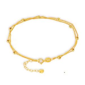 Xinfly Hot Sale 18K <b>Gold</b> Double Layer Mesh Link Chain <b>Bracelet</b> Au750 Trendy Chopin Adjustable <b>Bead</b> for Gift Party - Product Image 1