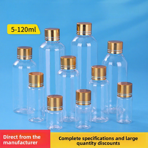 Bouteilles en <span class=keywords><strong>plastique</strong></span> transparentes à col étroit de 5 ml, 10 ml, 100 ml, 120 ml, 150 ml, 200 ml, vente en gros par les fabricants, avec bouchons à vis en aluminium - Product Image 1