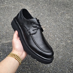 Zapatos de Vestir de Cuero con Punta Redonda para Hombre 2026, de Piel de Vacuno Dividida, con Cordones, Negros, Formales, Planos, Casuales de Negocios, para Uso Diario - Product Image 1