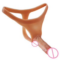 Pantalones de cuero con cinturón estilo tanga, dildo para diversión lésbica, ropa interior femenina con hueco para pene, 610g