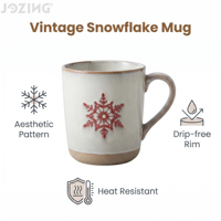 Liquidation d'usine : Tasse à café en grès flocon de neige de Noël, en céramique premium avec glaçure bicolore rustique