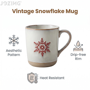 Liquidación de Fábrica: <span class=keywords><strong>Taza</strong></span> de Cerámica Premium con Diseño de Copo de Nieve Navideño y Esmalte Rústico de Dos Tonos - Product Image 4