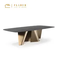 आधुनिक लक्जरी फर्नीचर काले संगमरमर शीर्ष सोने स्टेनलेस स्टील धातु डिजाइन रेस्तरां कमरे में रहने वाले बेडरूम खाने की मेज सेट