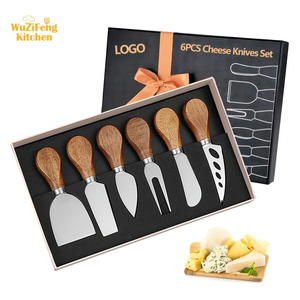 Couverts Cadeau <span class=keywords><strong>Fromage</strong></span> Outil Trancheuse Cutter Râpe <span class=keywords><strong>À</strong></span> <span class=keywords><strong>Fromage</strong></span> Fourchette Épandage Couteau Collection Manche En Acacia 6 Pièces Chesse Couteau Ensemble - Product Image 1