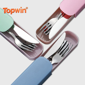 Portable Stainless Steel & Titanium Camping Cutlery with Mirror Polished Drinking Straw Custom Logo Travel Case - Product Image 1