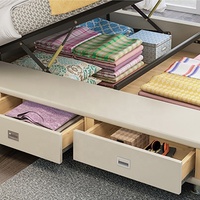 Haus Schlafzimmer möbel modernes Design Doppelbett bequemes beige Kingsize-Polster bett mit Aufbewahrung sbox für Jungen und Mädchen