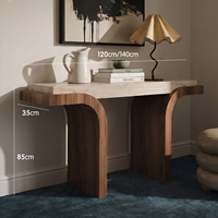 Table d'entrée moderne de luxe, table console créative à pieds arqués, table à texture de pierre pour villa, hôtel, couloir